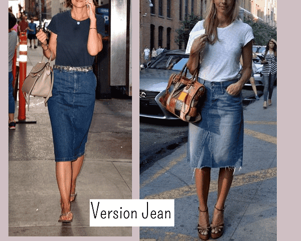 porter jupe midi jean 